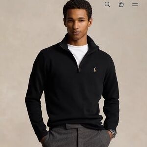 Ralph Lauren Estate -Rib  Quarter-Zip Pullover  - XL - Black